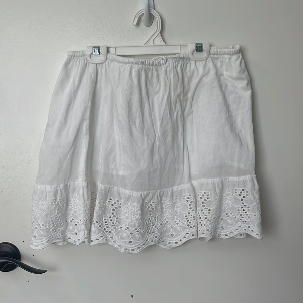 Eyelid small white tie up skirt, vacation, waist sinching, urban outfitters